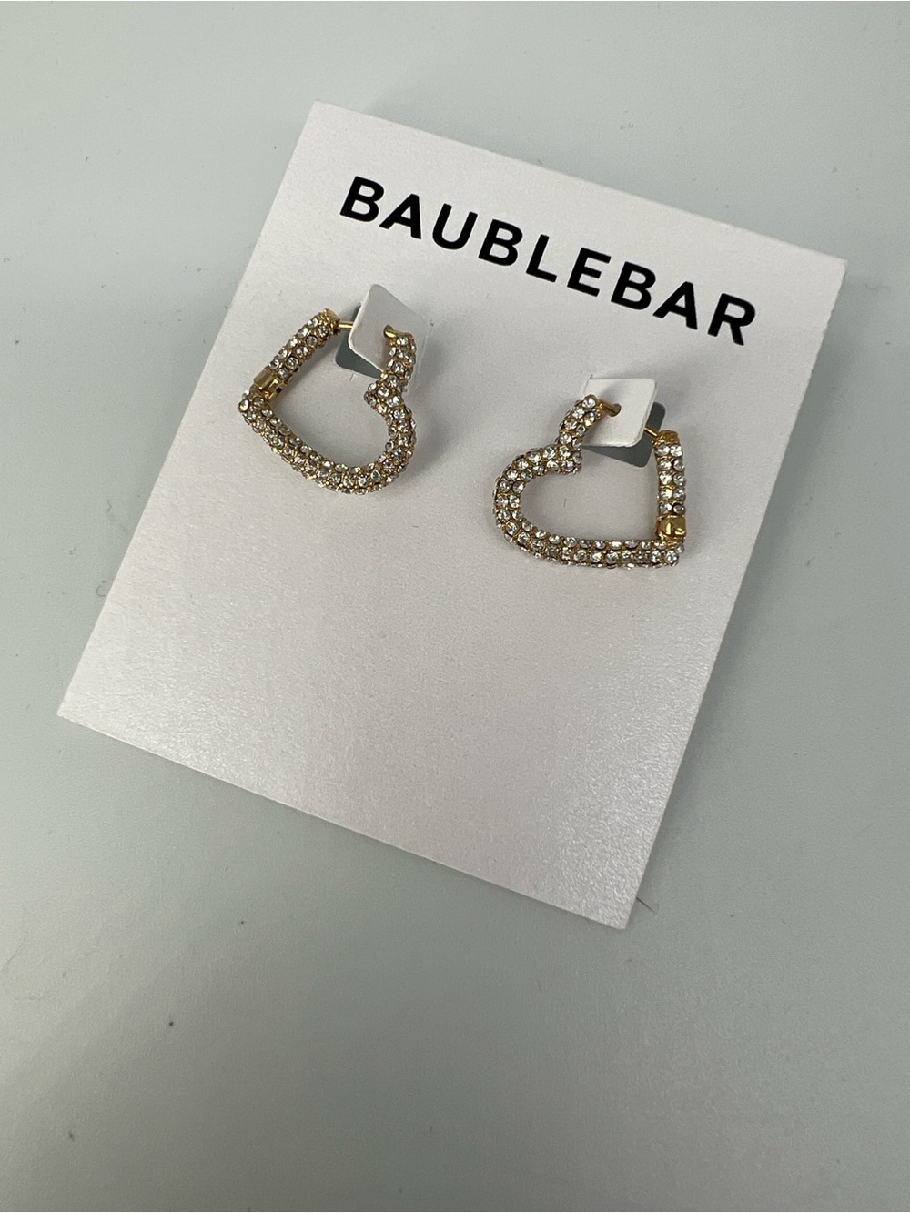BaubleBar Gold Crystal Open Heart Stud Earrings